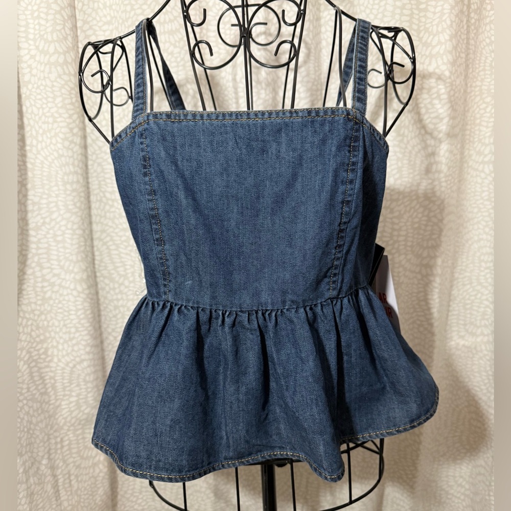 Celebrity Pink Denim Blue Babydoll Top, NWT